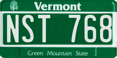 VT license plate NST768