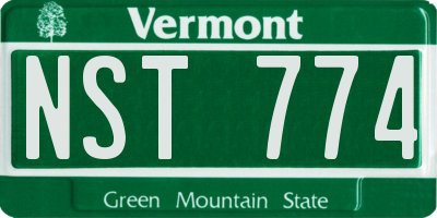 VT license plate NST774
