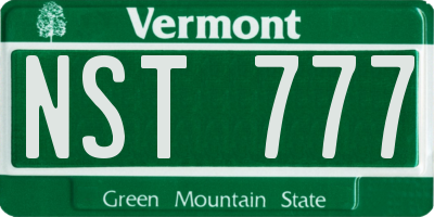 VT license plate NST777