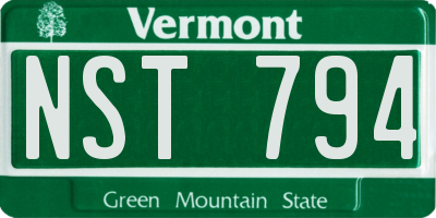 VT license plate NST794