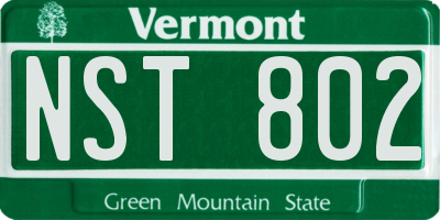 VT license plate NST802