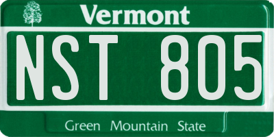 VT license plate NST805