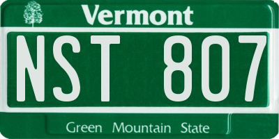 VT license plate NST807