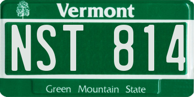 VT license plate NST814