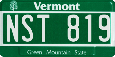 VT license plate NST819