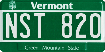 VT license plate NST820
