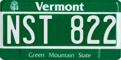 VT license plate NST822