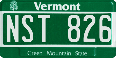 VT license plate NST826