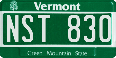 VT license plate NST830