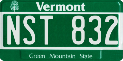 VT license plate NST832