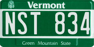 VT license plate NST834
