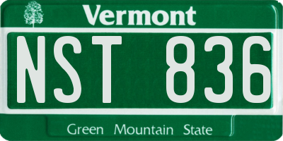 VT license plate NST836