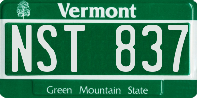 VT license plate NST837