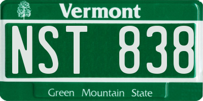 VT license plate NST838