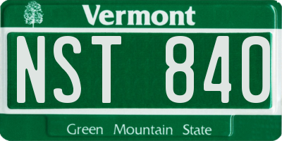 VT license plate NST840