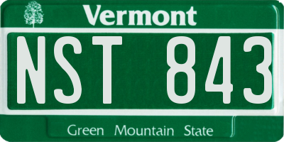 VT license plate NST843