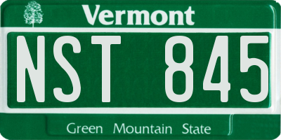 VT license plate NST845