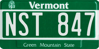 VT license plate NST847