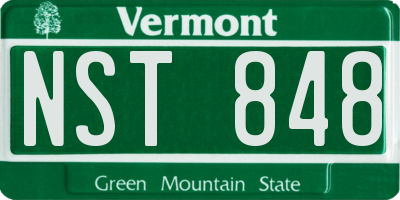 VT license plate NST848