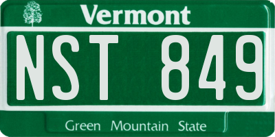 VT license plate NST849