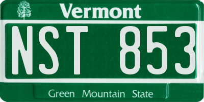 VT license plate NST853