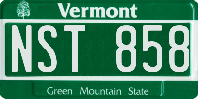 VT license plate NST858