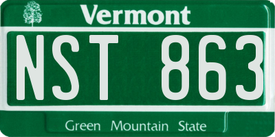 VT license plate NST863