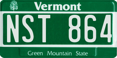 VT license plate NST864