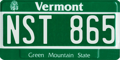 VT license plate NST865