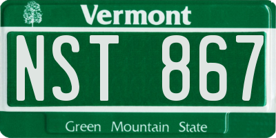 VT license plate NST867