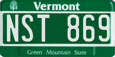 VT license plate NST869