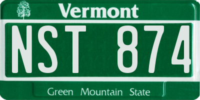 VT license plate NST874