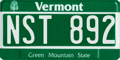 VT license plate NST892