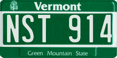 VT license plate NST914