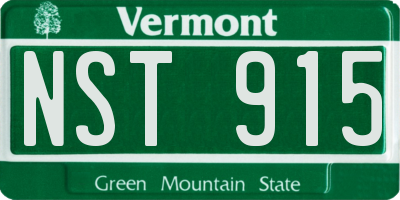 VT license plate NST915