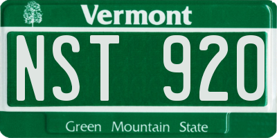 VT license plate NST920