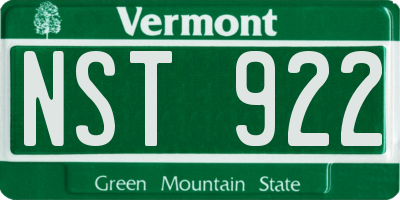 VT license plate NST922