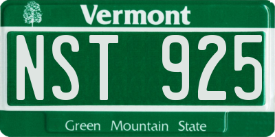 VT license plate NST925