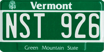 VT license plate NST926