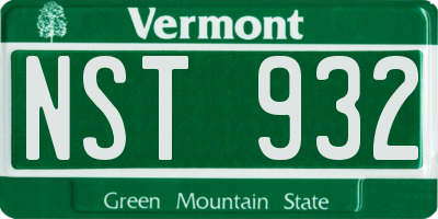 VT license plate NST932