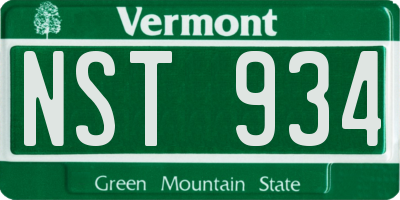 VT license plate NST934