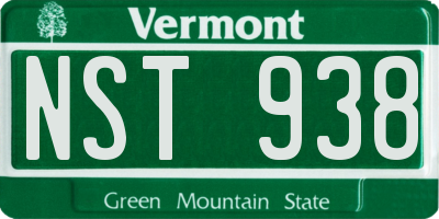 VT license plate NST938
