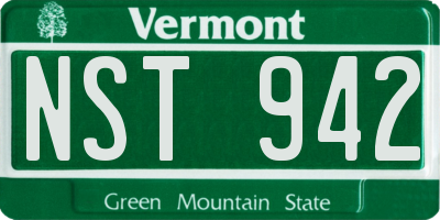 VT license plate NST942