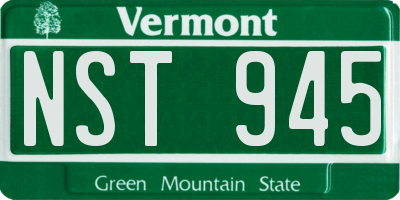 VT license plate NST945