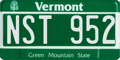 VT license plate NST952
