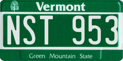 VT license plate NST953