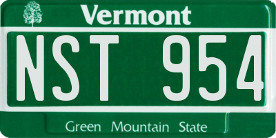 VT license plate NST954