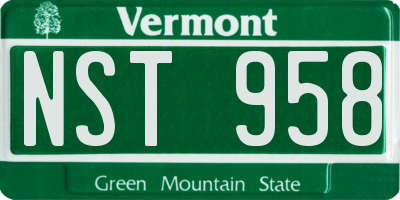 VT license plate NST958