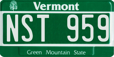 VT license plate NST959