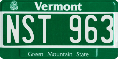 VT license plate NST963